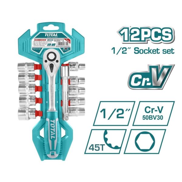 Set Socket 1/2" Total Tools 12 copë (THT141121)