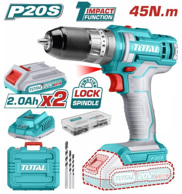 TOTAL Burmashinë Impakti Li-ion 20V / 2Ah / 45Nm (TIDLI201452E)